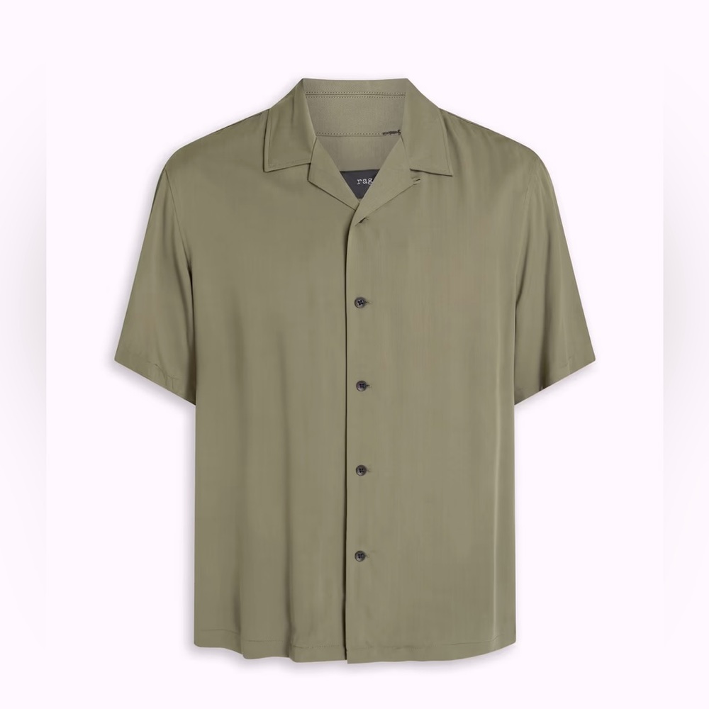 Men’s rag and bone Avery Short-Sleeve button down. Color is “Aged Sage”. Size L.